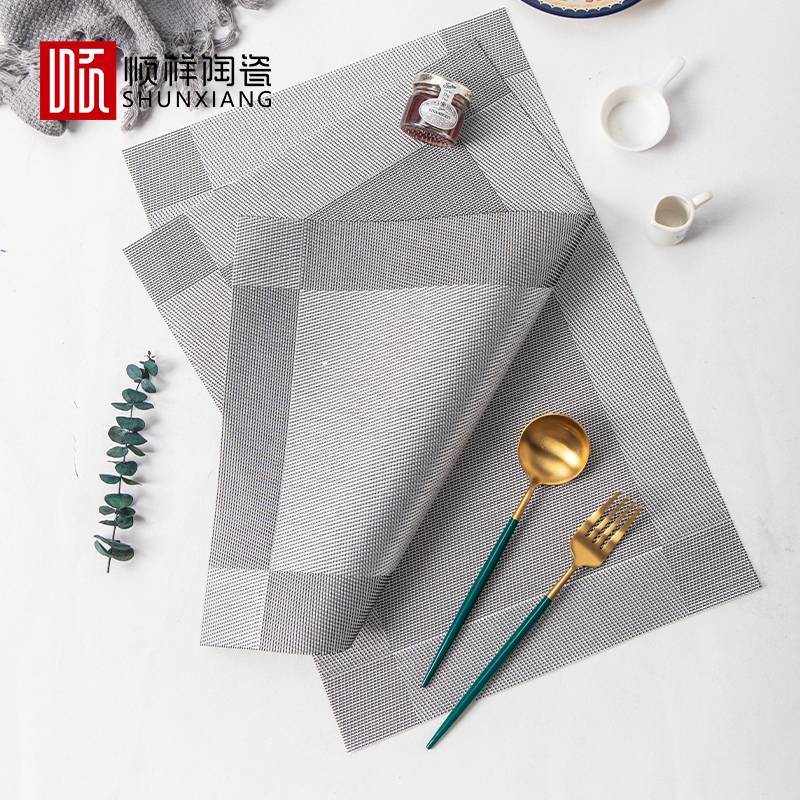 顺祥简约长方餐垫2件套（条纹灰）